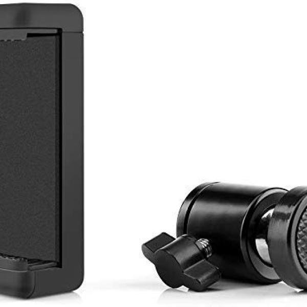 2 in 1 Mobile Tripod Holder Clip with Locking Ball Head Adapter Set 3/8" Screw Hole
