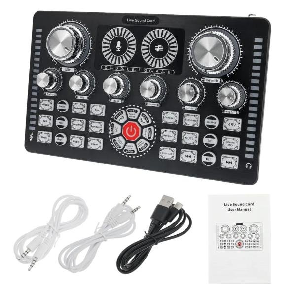 Professional Podcast Studio Sound Mixer Q7 Sound Card Audio Mixer for Recording Live Streaming