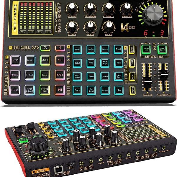 K300 Professional Audio Mixer Live Sound Card with Multiple Effects & Voice Changer