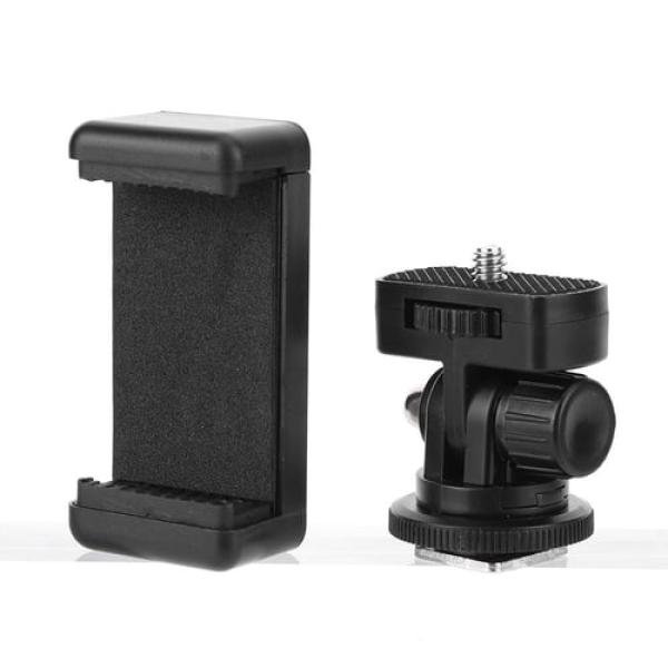 2 in 1 Mobile Tripod Holder Clip with Locking Ball Head Adapter Set 3/8" Screw Hole