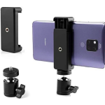 2 in 1 Mobile Tripod Holder Clip with Locking Ball Head Adapter Set 3/8" Screw Hole